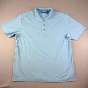 Cubavera Mens XXL Light Blue Textured Micro Ribbed Short Sleeve Polo Shirt